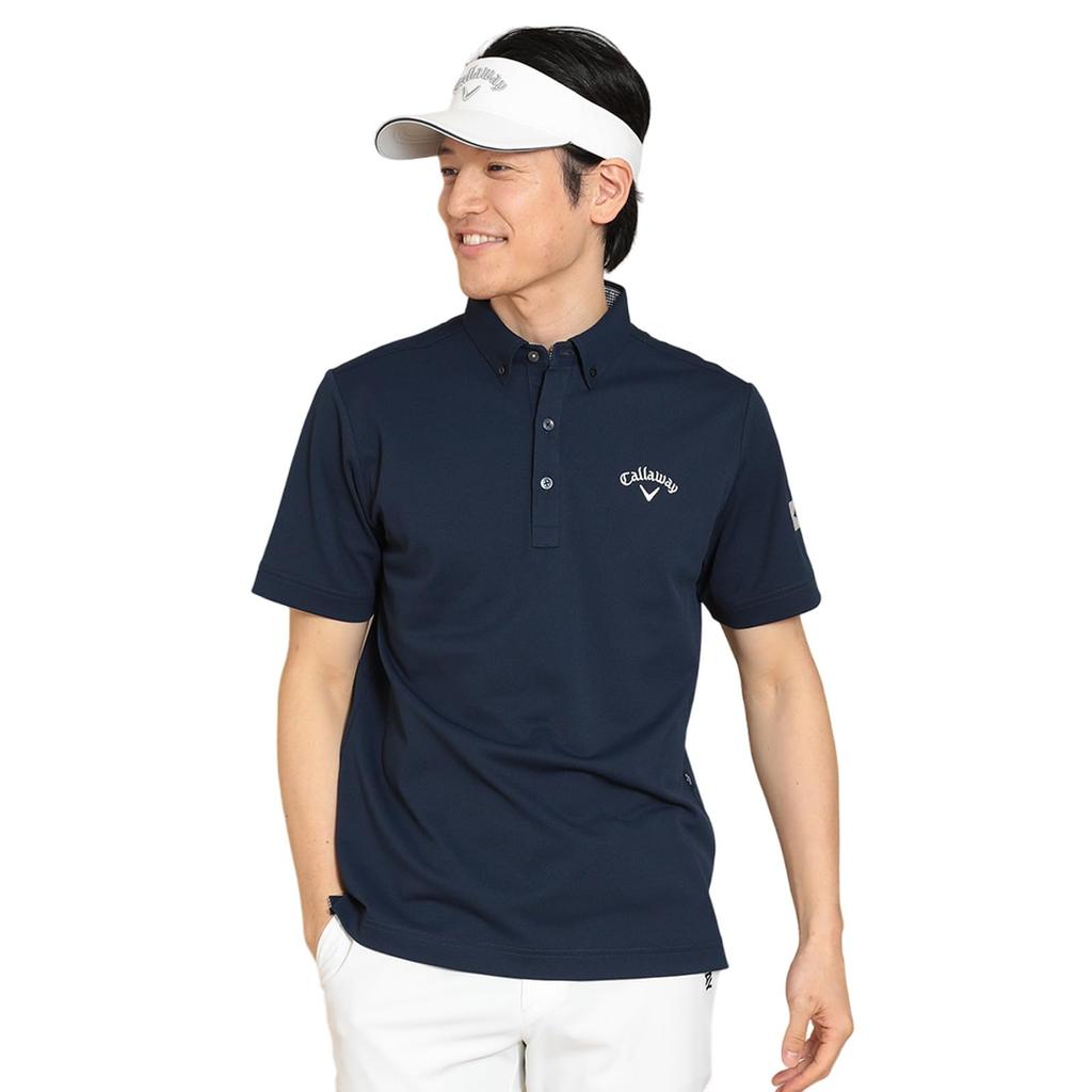 Callaway Short Sleeve Polo Shirt UV for C24134100 Men's (Moisture-Wicking, Quick-Drying, Protection) Golf, 1120_Navy
