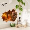 Creative Gift for Friends 3D Christmas Mouse Hole Wall Sticker Waterproof PVC Decal Festive Removable Window Cling Scene Easy Apply Holiday