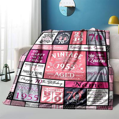 Vintage 70Th Birthday Home Customize Your Name Blankets Soft Lightweight Allseason Multipurpose Blanket For Picnics Sofas Offices Beds Living Rooms