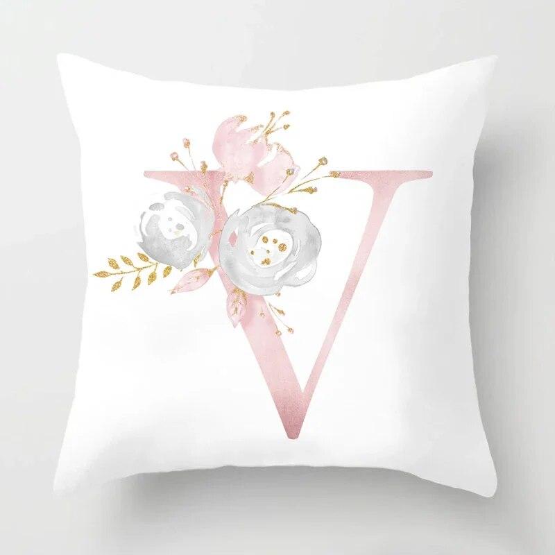 45x45cm Pink Rose 26 Letters Pillowcase Wedding Party Decoration Sofa Car Creative Ornament Couple Home Cushion Cover
