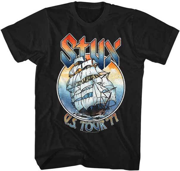 Styx USA Tour 1977 Come Sail Away With Me Men T Shirt Rock Music Concert Merch XXXXL
