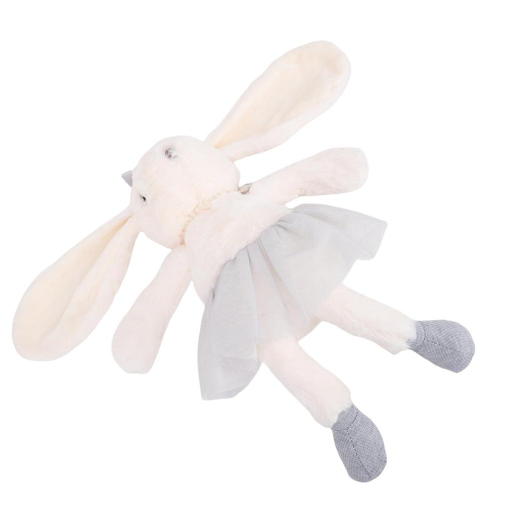 Rabbit Princess Plush Toy Handmade Long Ear Elegant Bunny Plush Doll for Little Girls Gray