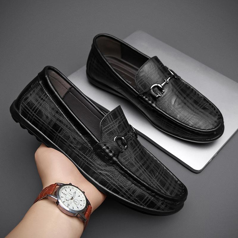 Doudou Shoes Men'S Genuine Leather Cowhide High-End Loafers Men'S Breathable One-Pedal Casual Leather Shoes