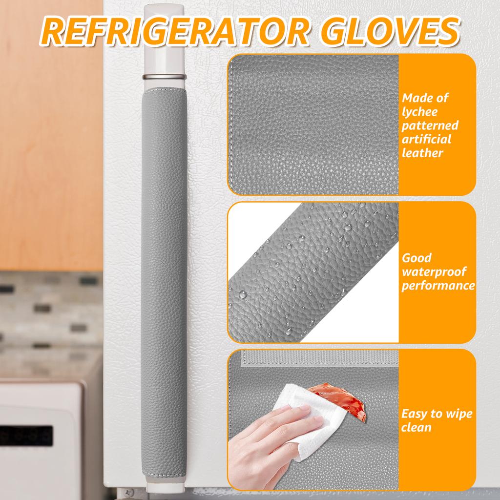 6Pcs Refrigerator Door Handle Covers PU Leather Oven Microwave Door Handle Protector with Adjustable Buckle Door Handle Gloves