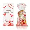 100 bucăți/pachet Saci pentru petrecere de Valentine Valentine Saci de bomboane din plastic pentru Valentine Saci de biscuiți 4 stiluri cu cravate răsucite pentru consumabile pentru petrecerea de Valentine