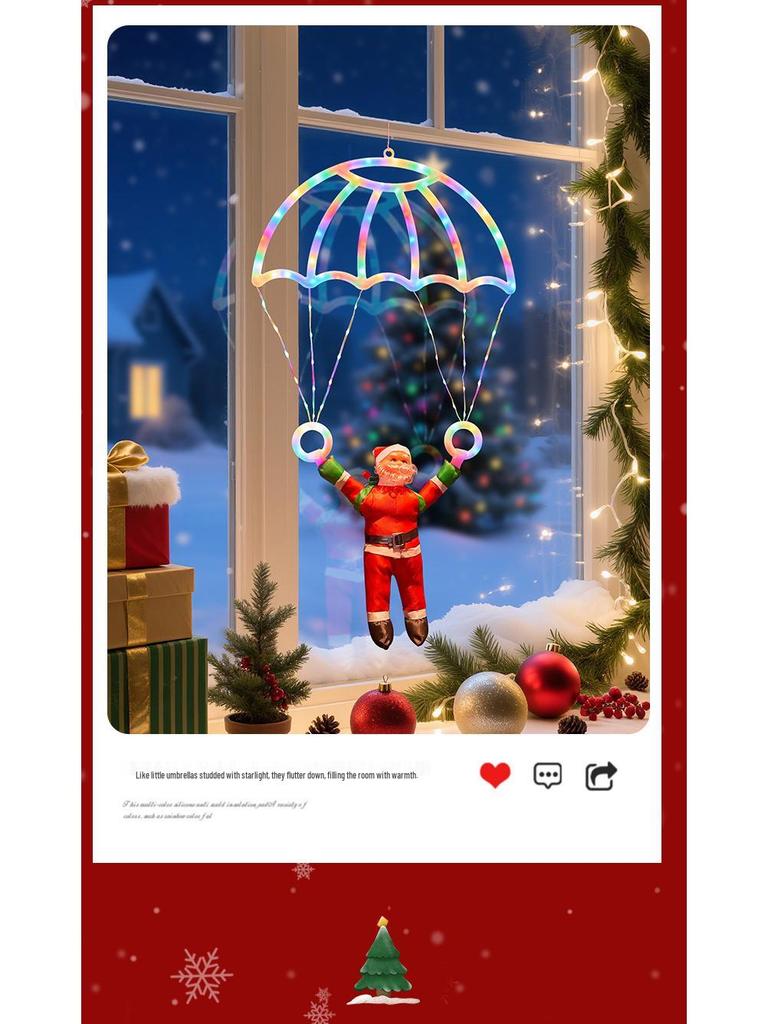Santa Parachute LED Christmas Window Ornaments