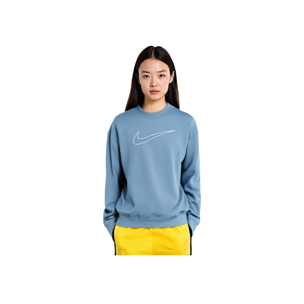 Nike Large Logo Loose Fit Crewneck Sweatshirt Women sweatshirt Blue Gray DQ5543-440