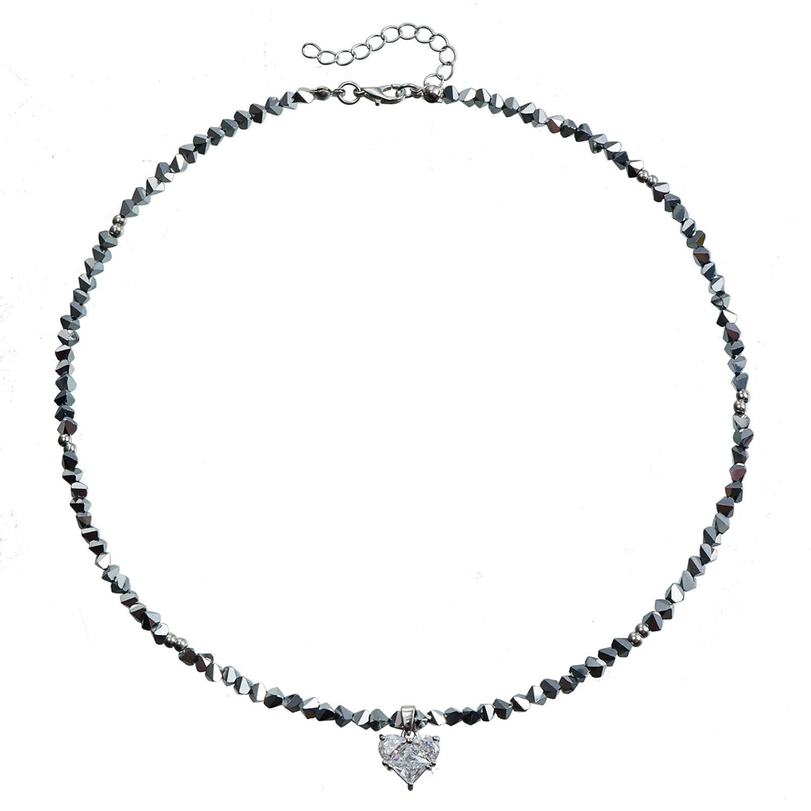 

Модное ожерелье из бисера ручной работы с подвеской в виде сердца, регулируемые стеклянные бусины для модных женщин серый