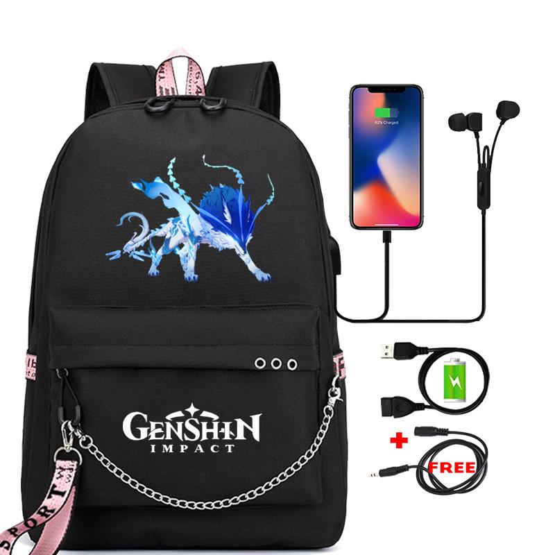 Anime Game Travel Backpack Printed Canvas Backpack Students Women Large Capacity Bookbag Usb Charging for Boy Girl School Bag Kids Gifts