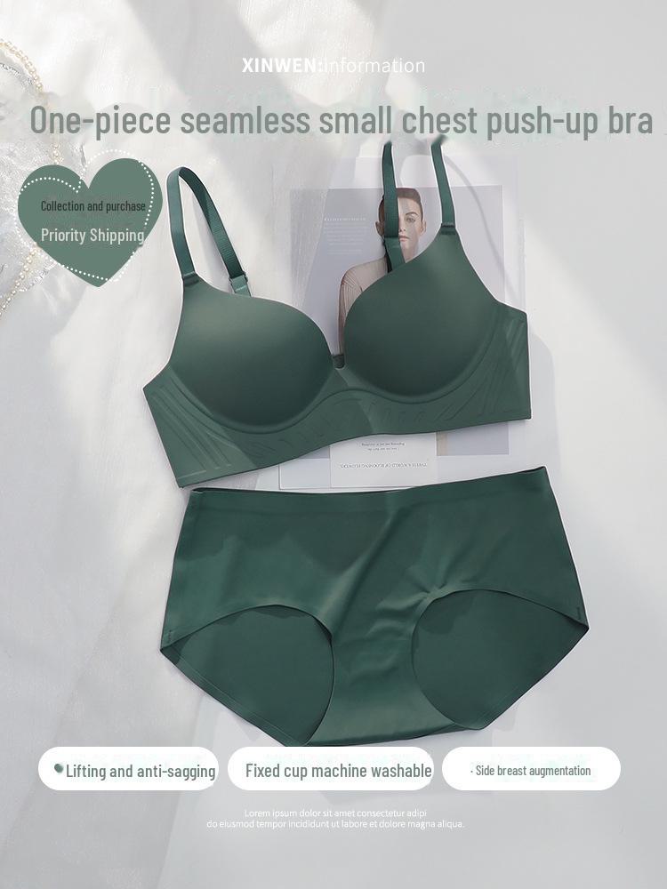 Girls' One-Piece Seamless Underwear Set with Supportive Bra