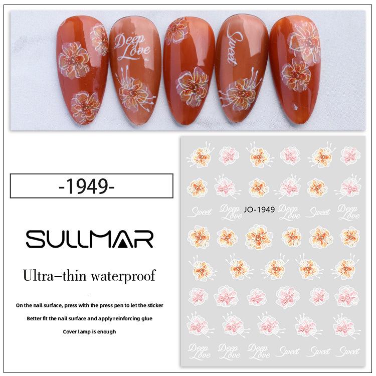 Summer INS Style White Camellia Translucent Flower Nail Art Stickers