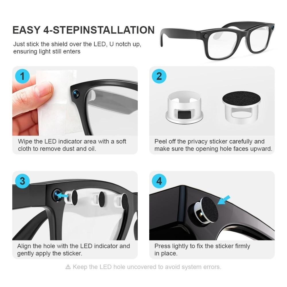 LED Blocking Accessories LED Light Blocking Stickers for Ray-Ban Meta Wayfarer Skyler Headliner (Gen2) Meta Glasses5