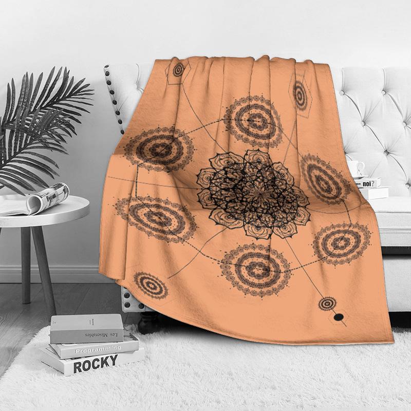 Coperta Ponderata in Pile Boho Mandala Paisley Nero Morbida Calda Decorativa per Letto Divano Copricuscino Regalo