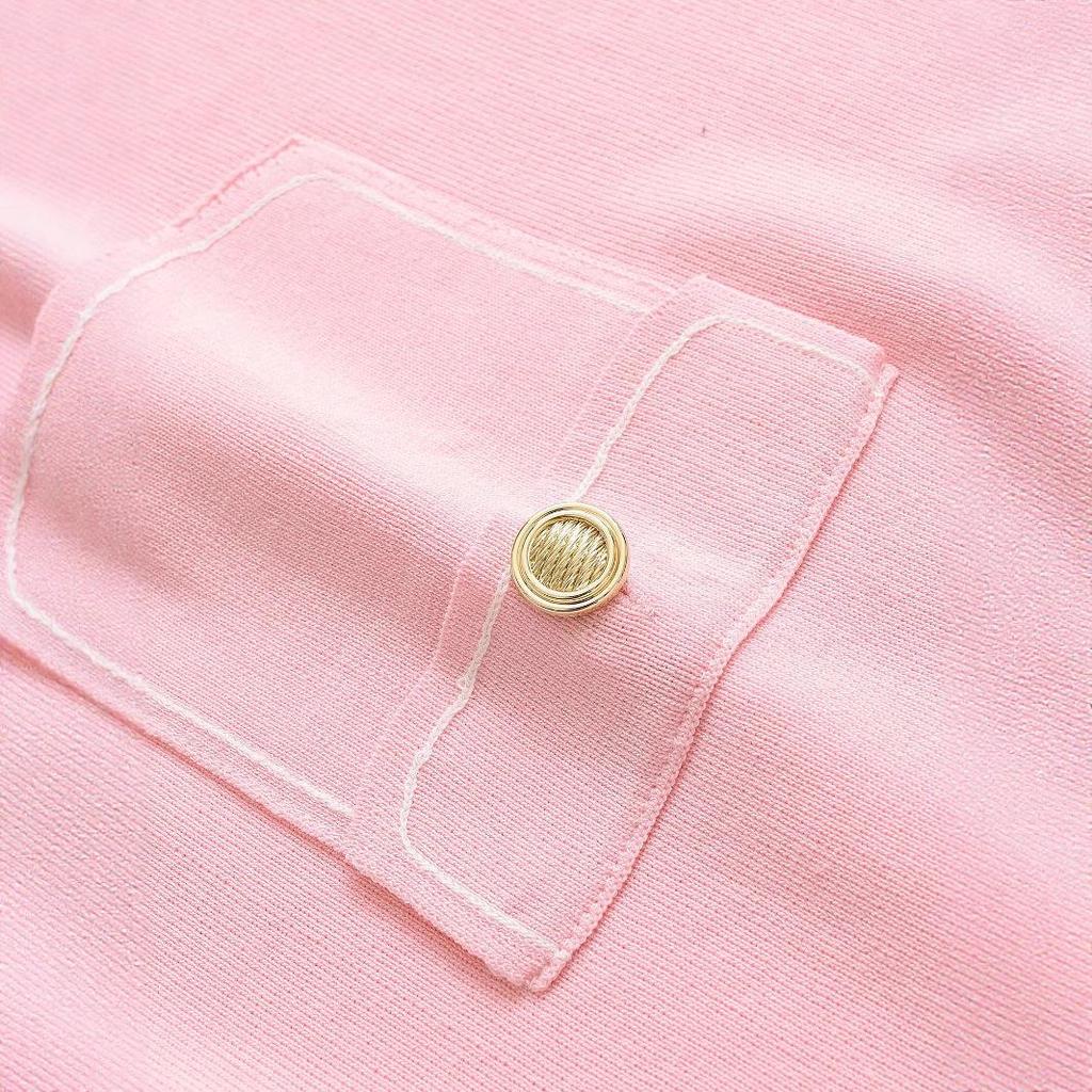 2025 Summer Women's French Sweet Casual Knit Sleeveless Dress with Pocket Brooch