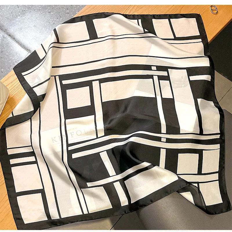 New Floral Print Shawl Design Silk Square Scarf Women Female Wrap Headkerchief Hijab Beach Stoles Hair Band Echarpe Bandana 2023