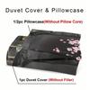 Comforter Japanese Pink Cherry Blossoms 3D Printed Set Fashion Art Exquisite Bedding Set Home Textiles S