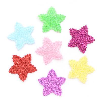 120 Stück mehrfarbige glitzernde Stern-Applikationen, Stoffaufnäher für DIY-Nähzubehör, Kinderhandwerk, Dekor-Zubehör