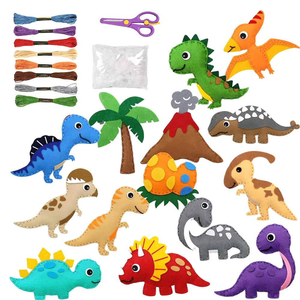 DIY Educational Dinosaur Sewing Craft Kit Craft Sew Set Beginners Sewing Stuffed Christmas Sewing Craft Kit Felt Ornaments Kids
