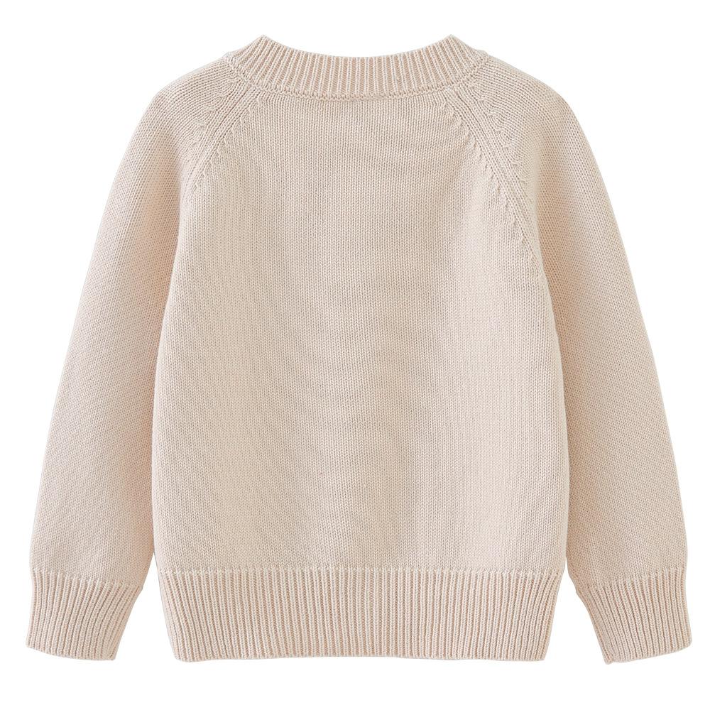 Spring and Autumn Children's Sweater Long-sleeved Jacket Pure Cotton Strawberry Round Neck Girl Knitted Cardigan Wool Top