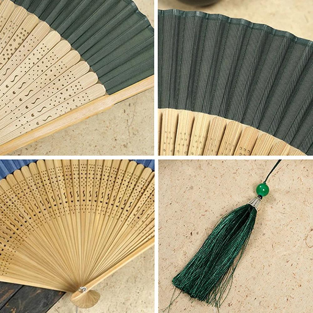 Carved Handle Chinese Fan Handhold Dance Fan Home Decoration Bamboo Folding Fan Gift