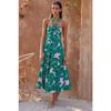 Summer Dress with Neck Hanging and Sleeveless Long Skirt for Women