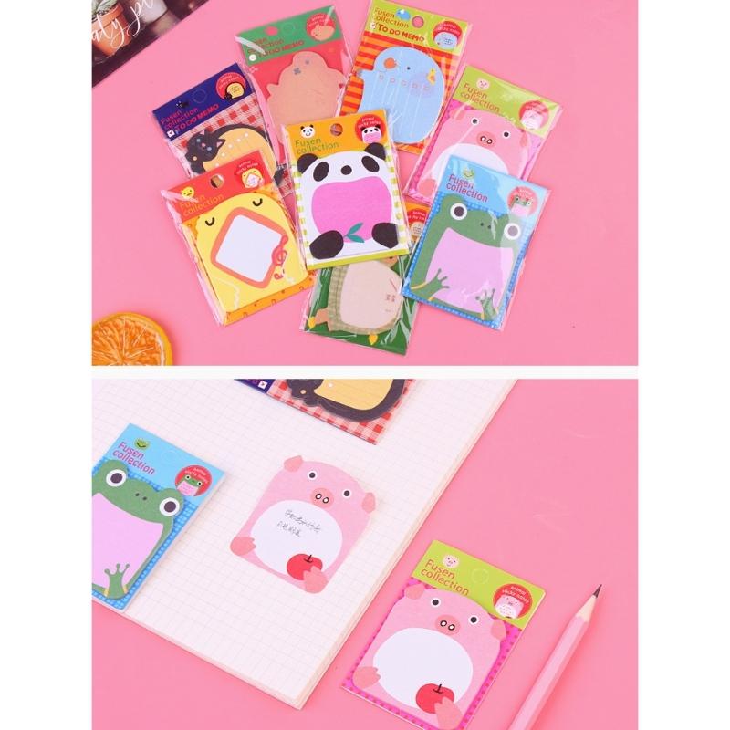 Animal Stick Note Set with Cute Memo Pad, 10 Assorted Note Pad and 20 Sheets Each, 80X53Mm Reminder Note for School, Office, and Journal Pages