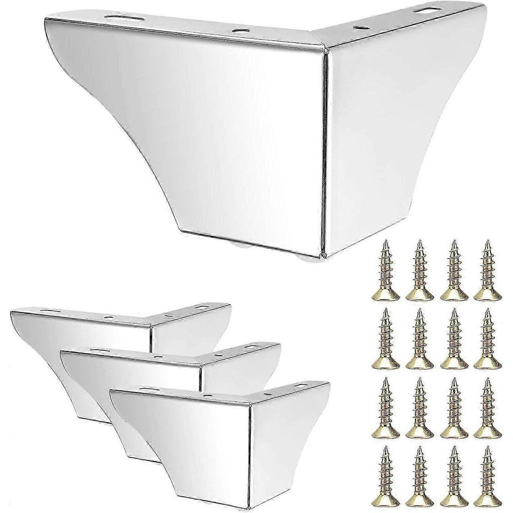 4 Pezzi 7,5 cm Gambe Metalliche per Divano Gamba per Armadio Gamba per Mobile Piedi Moderni Solidi per Divano Piedi per Armadio Gambe per Tavolo per Sostituzione (Argento)