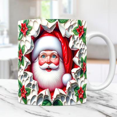 3D Weihnachten Keramik Kaffeetasse Teetasse Weihnachtsmannmütze