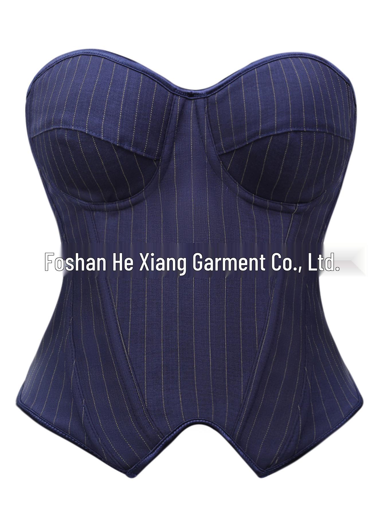 

Женский полосатый бюстгальтер пуш-ап с косточками и корсетными вставками, сексуальный облегающий, форма одежды в придворном стиле M темно-синий