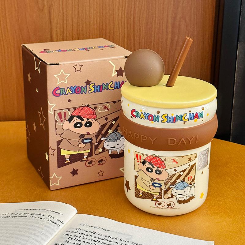 Ceramiczny Kubek ze Słomką z Pokrywką Uroczy Dziecięcy Kubek na Wodę Domowy Kubek na Mleko Śniadaniowy Pamiątka