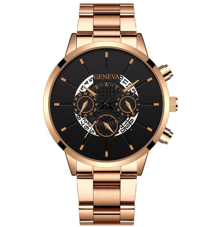 Men'S Large Surface Hands Simple Rice Line Date Mesh Strap Watch Creative Quartz Stainless Steel Watch