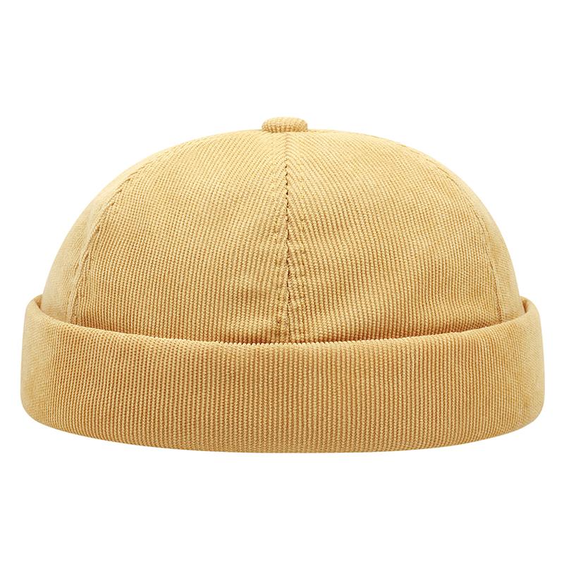 New Fashion Casual Solid Color Corduroy Minimalist Solid Color Unisex Brimless Hat Autumn and Winter Windproof Beanie