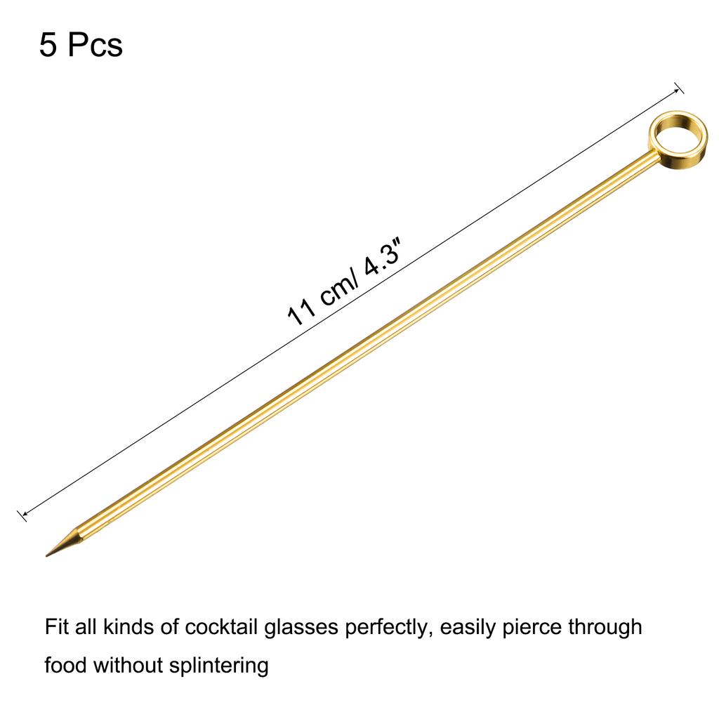 4/8pcs Metal Cocktail Picks Reusable Stainless Steel Cocktail Toothpick Circle Shape for Party Bar Drinks Appetizer Fruits 11cm