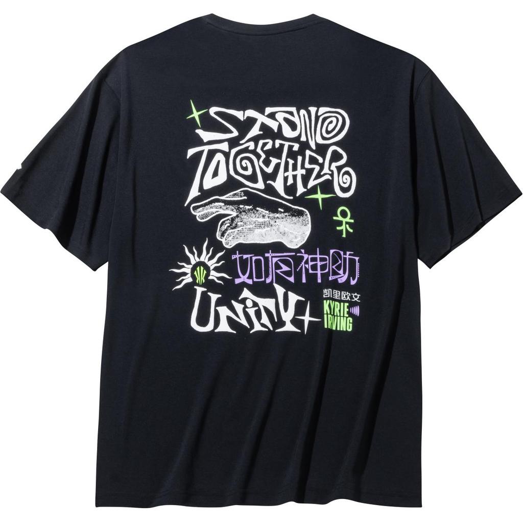 Anta Kyrie Irving Series Printed Letter Round Neck Comfortable Versatile Breathable Loose Short Sleeve T-Shirt Unisex Tops Basic-Black 172431118-8