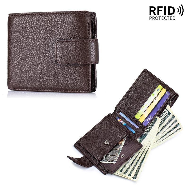 

New retro wallet first layer cowhide short change bag multi-function RFID men s business wallet portable