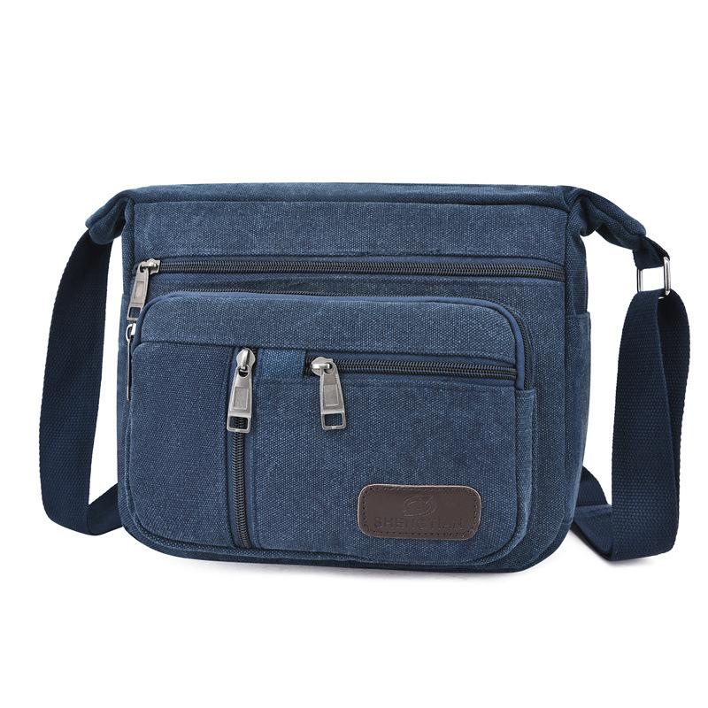 New large-capacity messenger bag men's sports travel going out shoulder bag casual multi-layer canvas bag toolkit