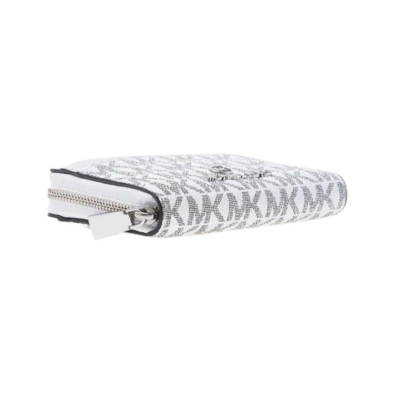 MICHAEL KORS Jet Set Brand Logo Letter Logo Canvas with Leather Coin Purse Small Size Women's White with Black