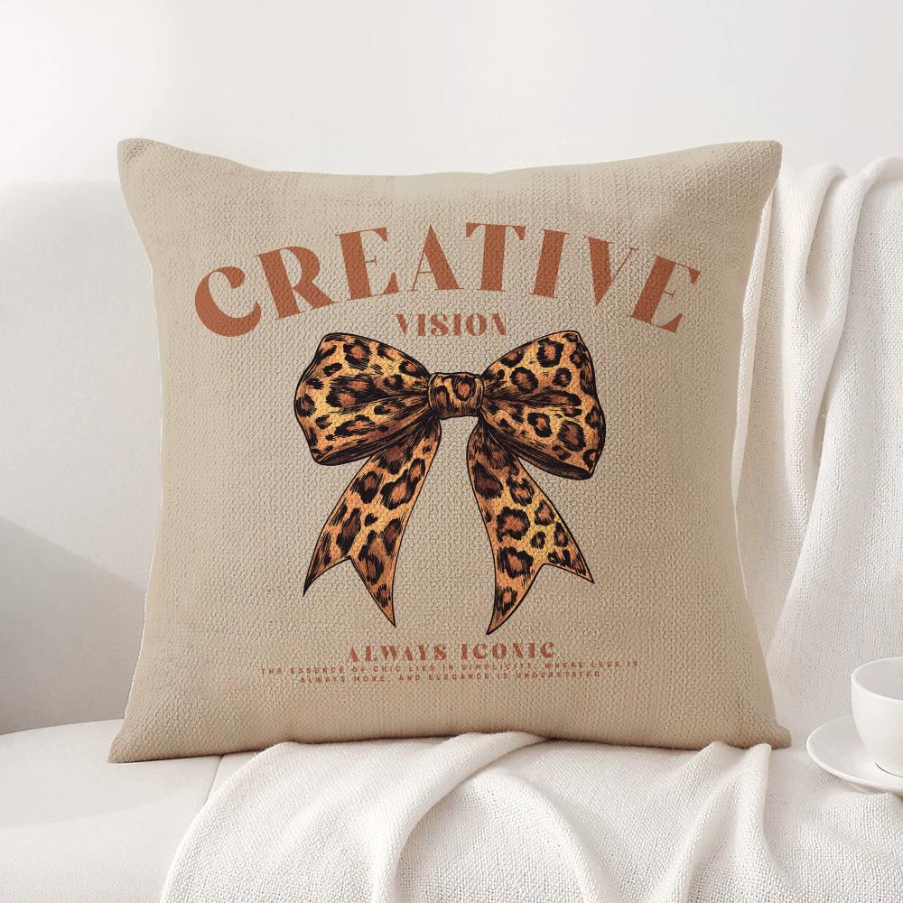 

Korean Trendy Bow Cushion Cover Natural Linen Organic Fabric DoubleSided Printing Sofa Home Decor Breathable Bed Pillow 30x30cm