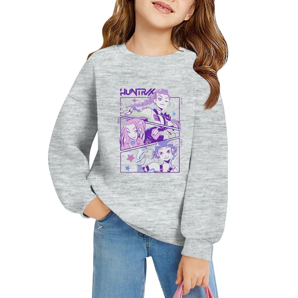Kids' Long Sleeve Loose Pullover Letter Printed Round Neck Sweatshirt