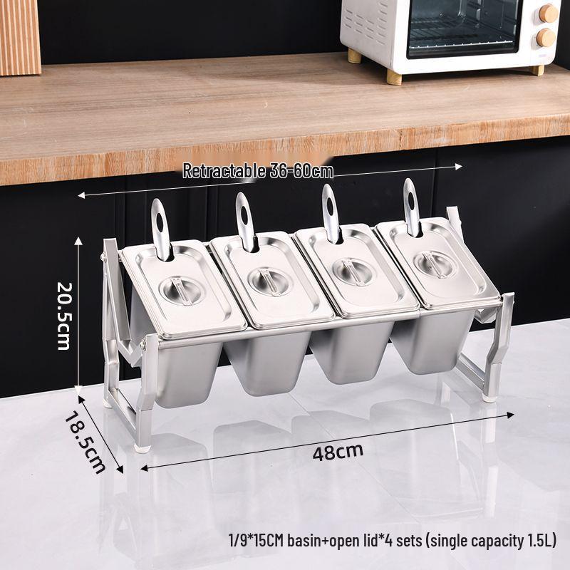 Commercial Stainless Steel Multi-Compartment Condiment Tray Set for Milk Tea Shop