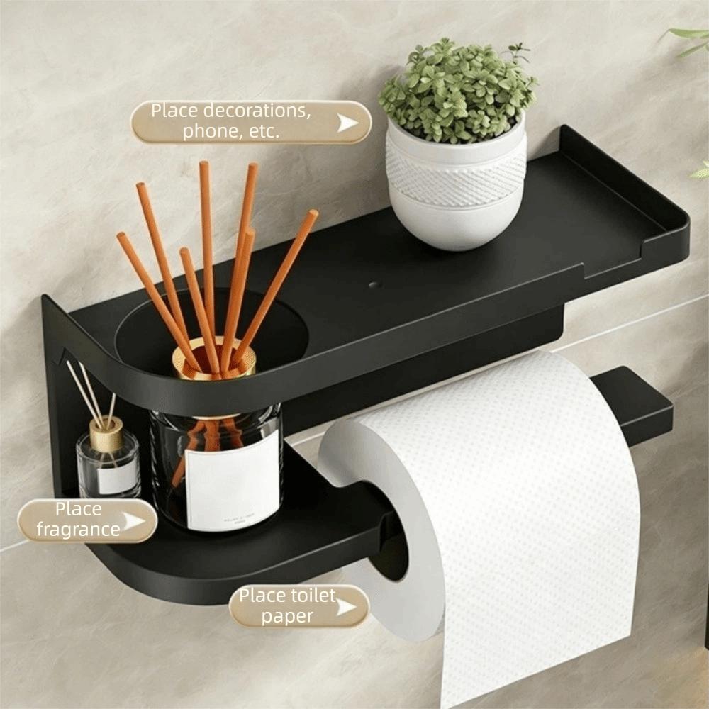 Wall Mounted Toilet Roll Paper Holder Self Adhesive Seasoning Bottle Storage Rack Kitchen