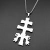 Catholic INRI Caravaca Cross Jesus Crucifix Cherub Angel Pendant Necklace for Women Men Stainless Steel Orthodox Jewelry Gift