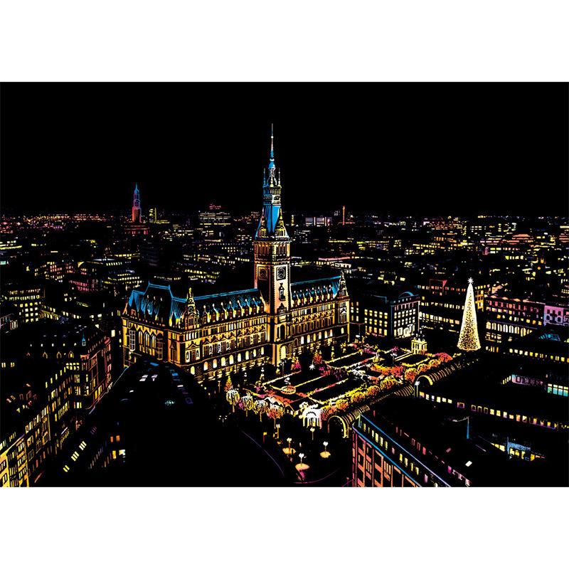 YUELU Colorful City III: DIY Night View Scratch Painting for Adults