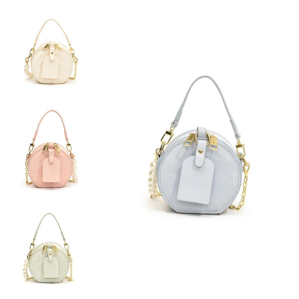 Unisex Pu Mini Circular Bag With Stitching Details For Kids And Toddler Accessories
