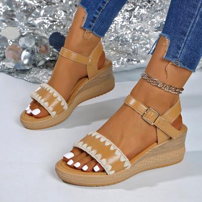 Wedge Sandals Women's Summer 2025 New Platform Size Plus Size Lace Muffin Roman Sandals