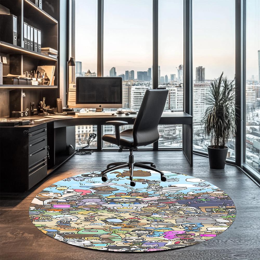 Clash Royale Printed Round Rug Carpet Chair Rug Area Rug Entryway Doormats,for Office Chair Living Room Bedroom Kitchen Room.