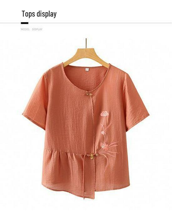New Summer Short-Sleeve T-Shirt Set for Middle-Aged Women, Plus Size, Two-Piece Outfit, Modern Style for Mothers and Elderly Women