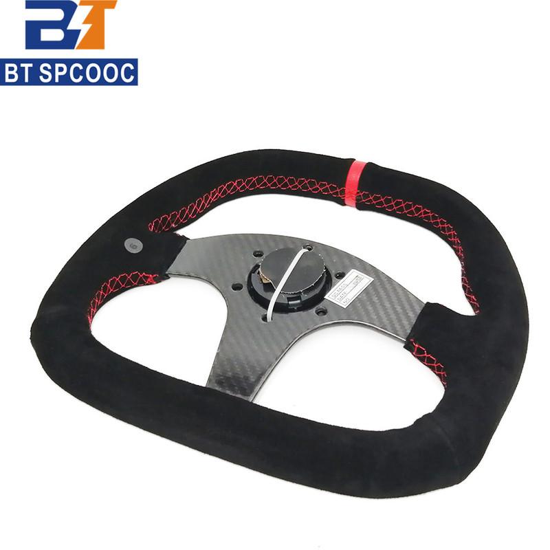 Universal Carbon Fiber Steering Wheel Suede 13inch 310mm Car Sport Steering Wheel D Shape With OM-Horn Button PCD70MM