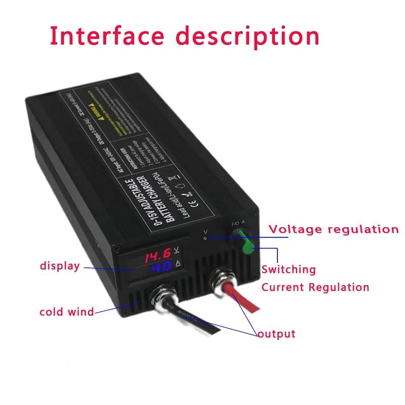 Portable 12V100A Lifepo4 Battery Charger 40A 50A Lithium Battery Charger 60A 85A with Adjustable Voltage and Current Anderson