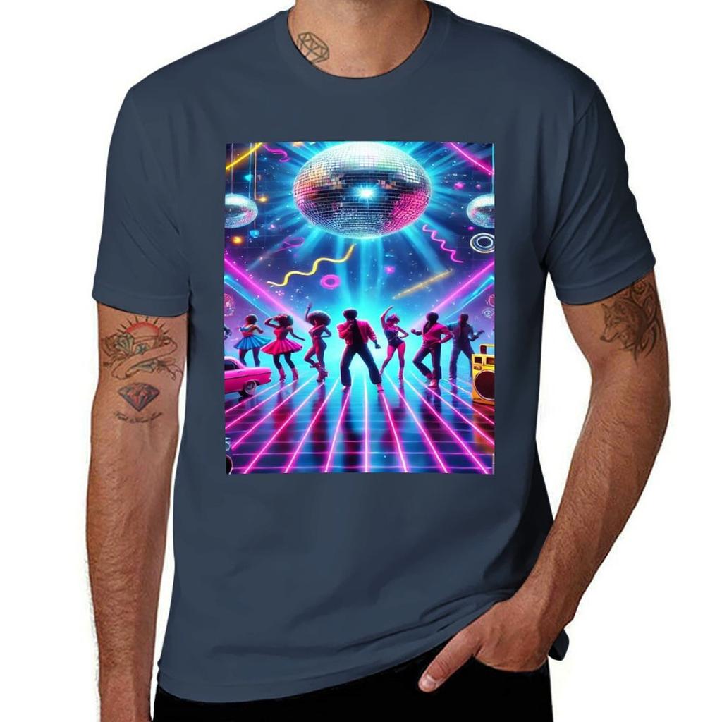 80s Neon Party Scene Tshirt Casual Pattern Print Tee Shirt Tshirt